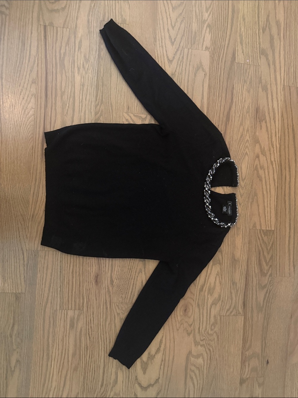 C by Bloomingdale’s Cashmere sweater with beaded neckline
